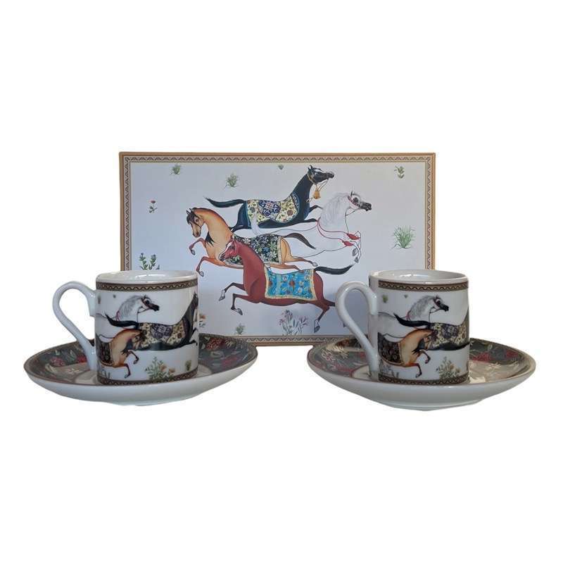 Set Tazze Caffè Motivi Cavalli