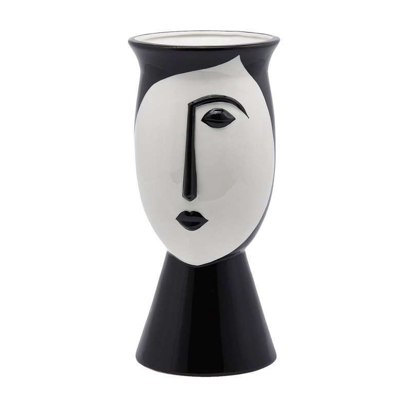 Vaso Faccia Volto Bianco E Nero EDG