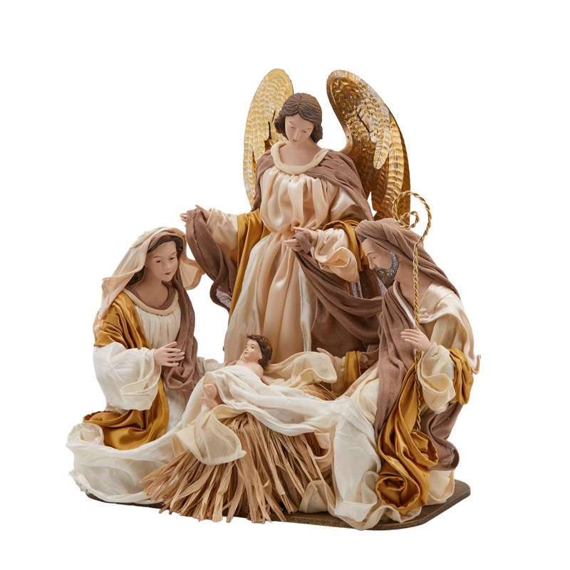 Natività In Tessuto Con Angelo H43