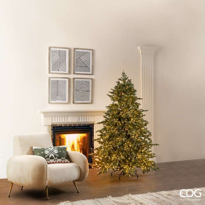 Albero di Natale EDG Pino Argentato H180 Con 3000 Mini Led